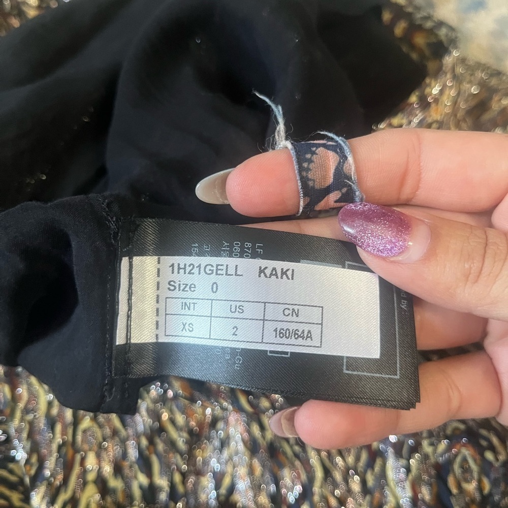 BA&SH Lurex midi skirt with print Gellio green XS - Picture 6 of 8